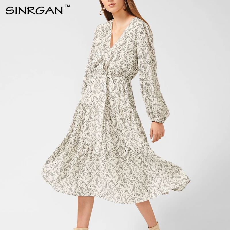 SINRGAN 2019 длинное платье с принтом в стиле бохо элегантный сарафан макси