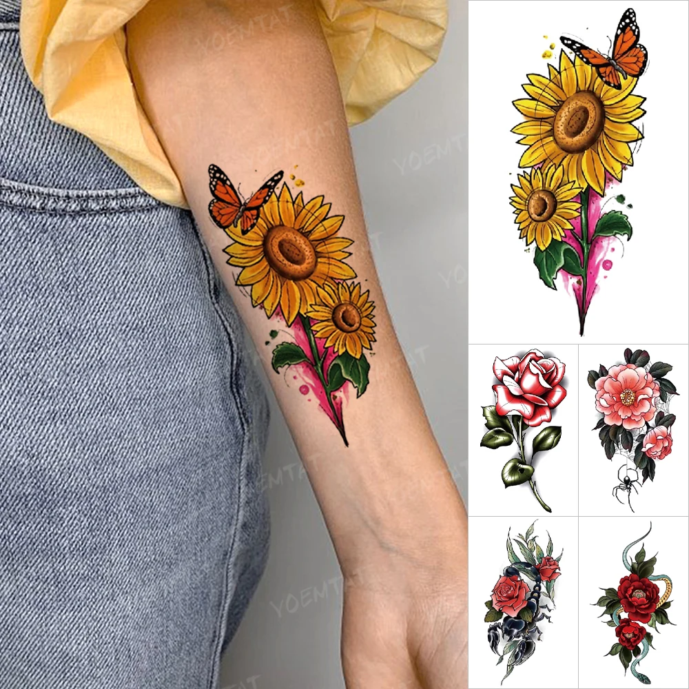 Cute Sunflower Rose Waterproof Temporary Tattoo Sticker Child Arm Color Fake Tatto Body Art Flash Tatoo Woman
Cute Sunflower Rose Waterproof Temporary Tattoo Sticker Child Arm Color Fake Tatto Body Art Flash Tatoo Woman