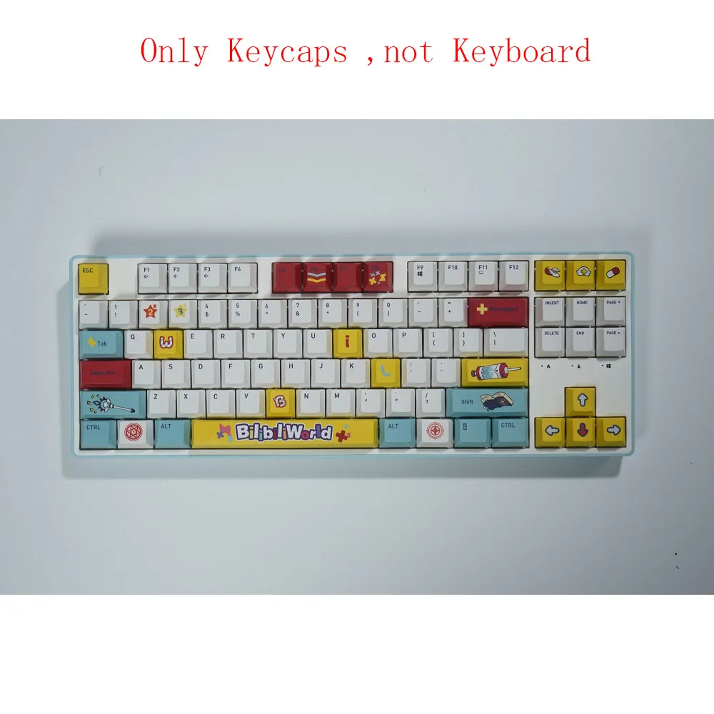 

87 Keys Keycaps for Mechanical Keyboard 5 Sides Dye Sublimation PBT Cherry Profile Height Bilibili Theme GK61 Anne Pro 2 Varmilo