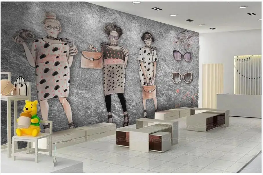 Custom photo 3d wallpaper Retro hand drawn beauty clothing store tooling home decor wall murals for living room | Обустройство дома
