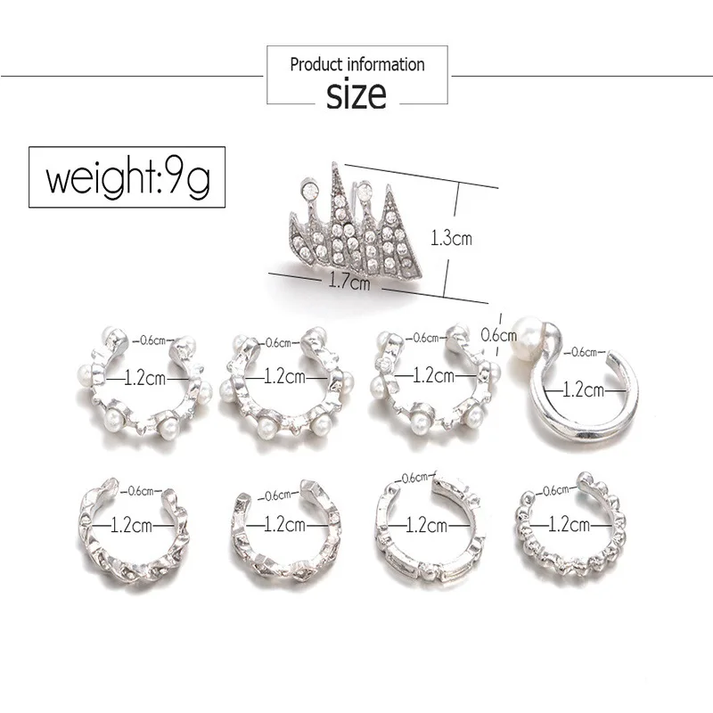 Fashion Bohemia Ear Clip 9 Pack Personality Circle Crown Earrings Combination Ear Stud for Women Girl Jewelry Accesories
Fashion Bohemia Ear Clip 9 Pack Personality Circle Crown Earrings Combination Ear Stud for Women Girl Jewelry Accesories