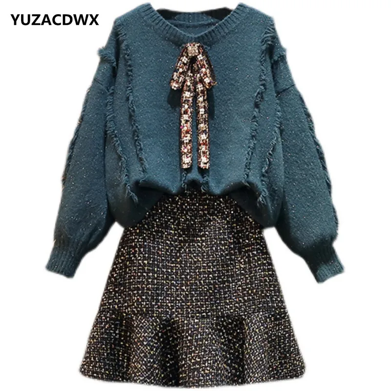 YUZACDWX Plus Size Office Ladies Elegant Autumn Winter Two Pieces Sets Korean Long Sleeve Knitted Sweater Top+Skirts Suits
YUZACDWX Plus Size Office Ladies Elegant Autumn Winter Two Pieces Sets Korean Long Sleeve Knitted Sweater Top+Skirts Suits