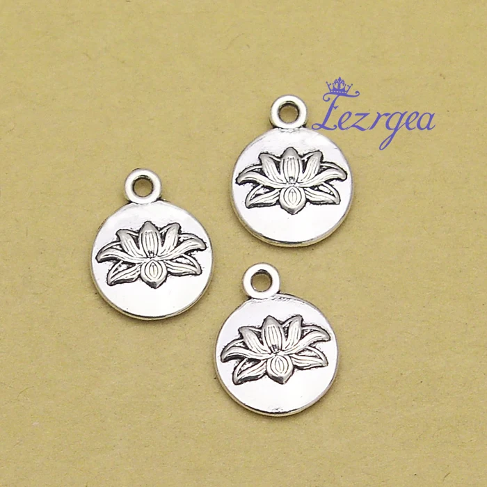 25pcs/lot--16x13mm, flower cham,Antique silver plated Lotus flower round charms,DIY supplies,Jewelry accessories 
25pcs/lot--16x13mm, flower cham,Antique silver plated Lotus flower round charms,DIY supplies,Jewelry accessories
