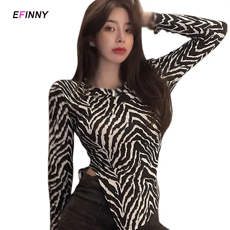 Women's Shirt Zebra-stripe T Shirt Korean Style Ladies Long Sleeve Blouse Fashion Office Lady T-shirt Summer Cloths for Women
Women's Shirt Zebra-stripe T Shirt Korean Style Ladies Long Sleeve Blouse Fashion Office Lady T-shirt Summer Cloths for Women
