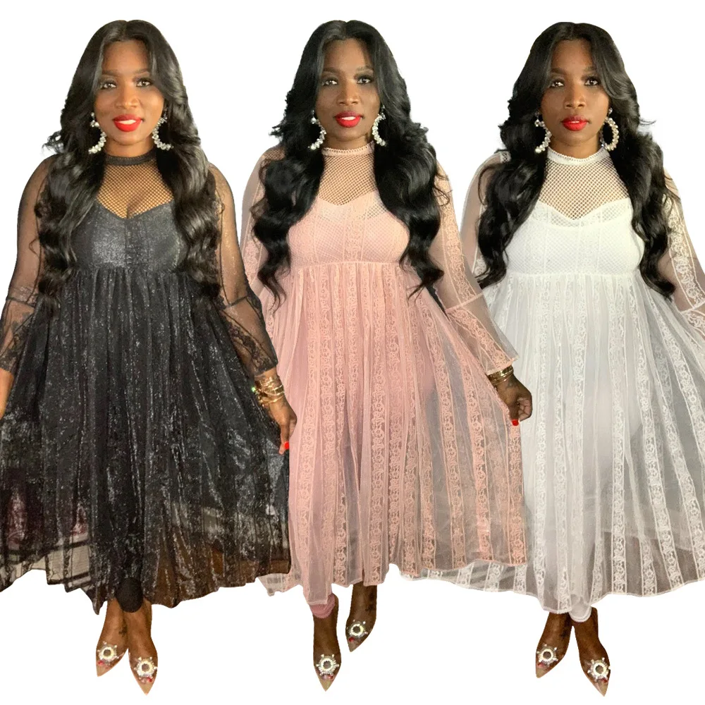 Adogirl Sexy Lace Sheer Mesh Patchwork Elegant Long Dress O Neck Long Sleeve Loose Mid-calf Vestidos Back Zipper Women Clothing
Adogirl Sexy Lace Sheer Mesh Patchwork Elegant Long Dress O Neck Long Sleeve Loose Mid-calf Vestidos Back Zipper Women Clothing
