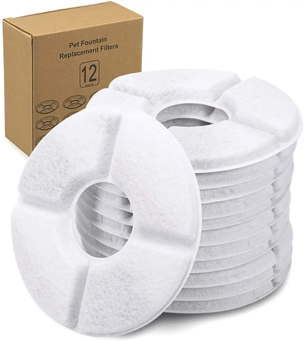 12Pcs Replacement Filters for cat Fountain Pet Water Fountain Filters Activated Carbon Filters Dog Round Dispenser Filters
12Pcs Replacement Filters for cat Fountain Pet Water Fountain Filters Activated Carbon Filters Dog Round Dispenser Filters