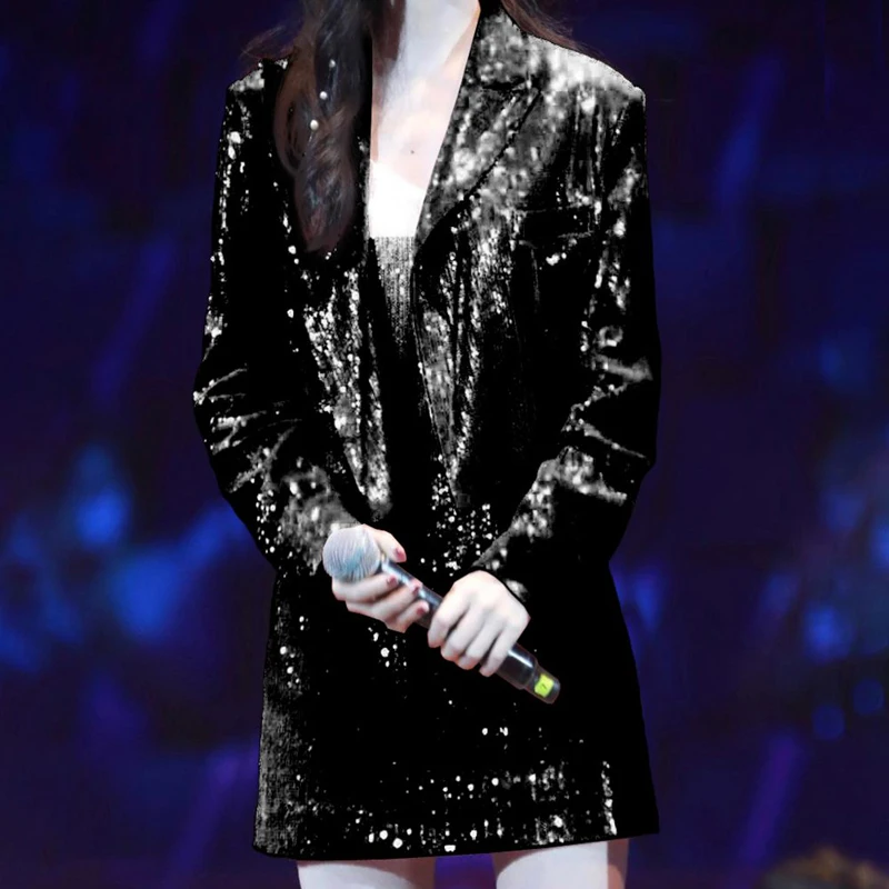 2020 Autumn New Sequins Beaded Long-Sleeved Black Suit Jacket Slim Temperament Mini Skirt Women'S Two-Piece High Quality
2020 Autumn New Sequins Beaded Long-Sleeved Black Suit Jacket Slim Temperament Mini Skirt Women'S Two-Piece High Quality