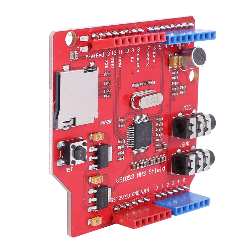 VS1053 VS1053B Stereo Audio MP3 Player Shield Record Decode Development Board with TF Card Slot for Arduino UNO R3
VS1053 VS1053B Stereo Audio MP3 Player Shield Record Decode Development Board with TF Card Slot for Arduino UNO R3