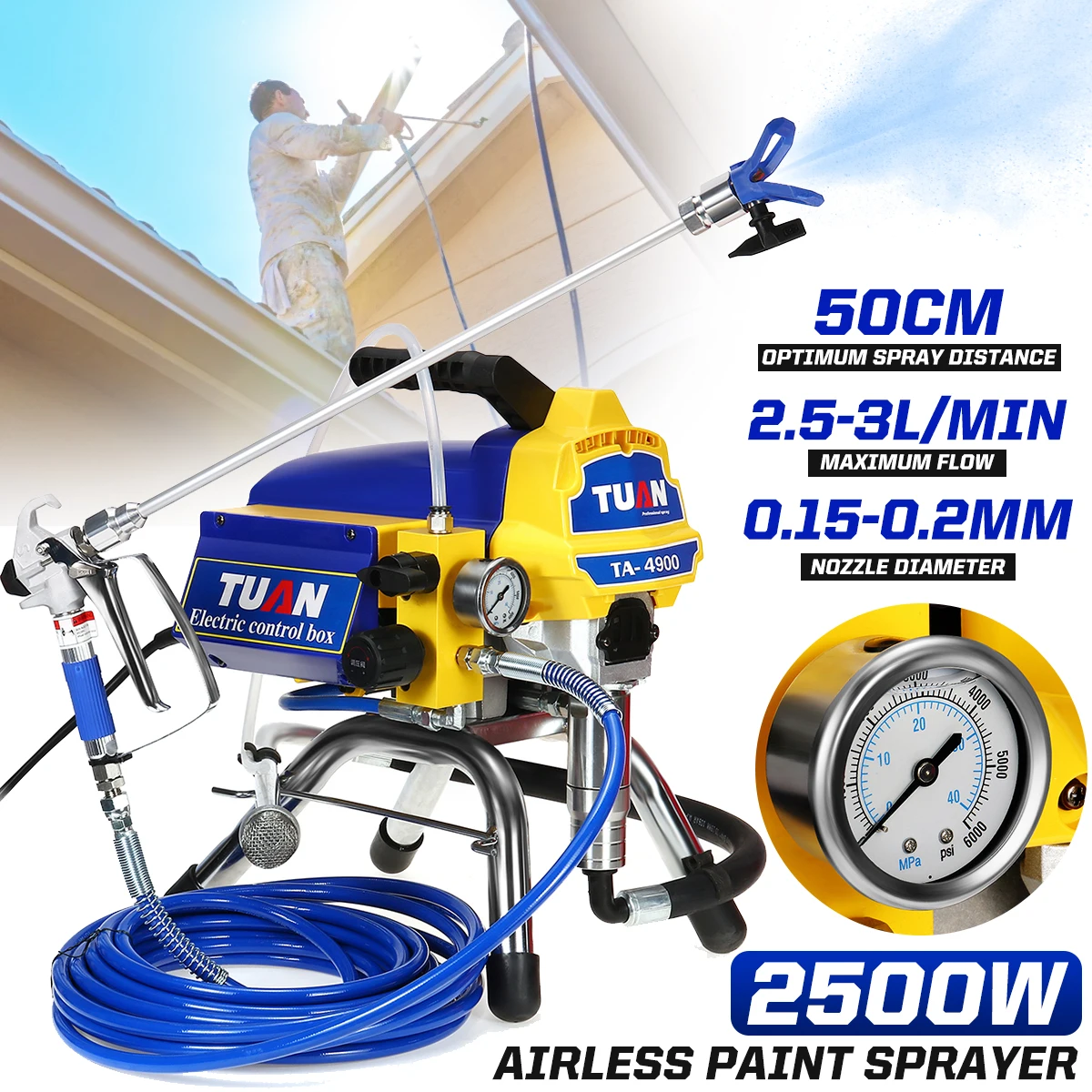2500W High-pressure Airless Spray Gun Spraying Machine Professional Airless Paint Sprayer Painting Machine Tool EU/US Plug
2500W High-pressure Airless Spray Gun Spraying Machine Professional Airless Paint Sprayer Painting Machine Tool EU/US Plug