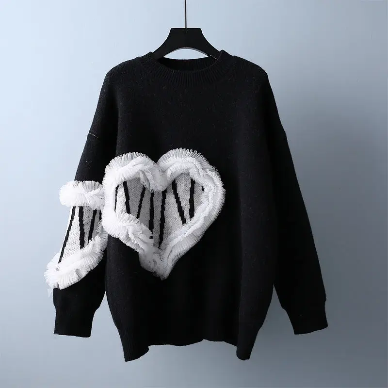High Quality Medium Length Pullover Sweater Women's 2021 Autumn New Korean Loose Lace Love Lazy Style Knitted Top
High Quality Medium Length Pullover Sweater Women's 2021 Autumn New Korean Loose Lace Love Lazy Style Knitted Top