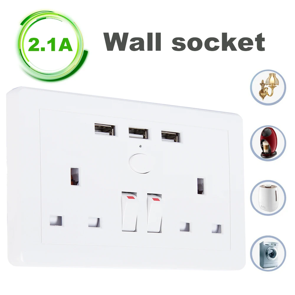 UK Plug 3USB 2.1A Wall socket Power Socket Double AC Outlet Charger Port with Independent Switch Safety Door Wall Plate Outlet
UK Plug 3USB 2.1A Wall socket Power Socket Double AC Outlet Charger Port with Independent Switch Safety Door Wall Plate Outlet