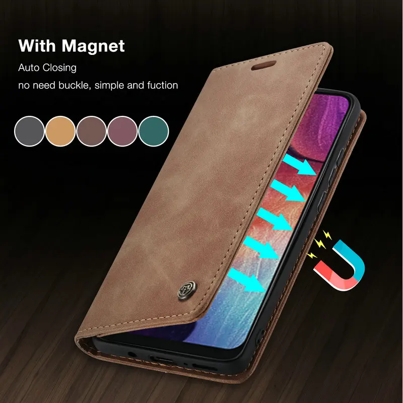 Чехол CaseMe A40 для Samsung A70 Galaxy A30 A50 Ретро Магнитный кошелек телефона кожаный