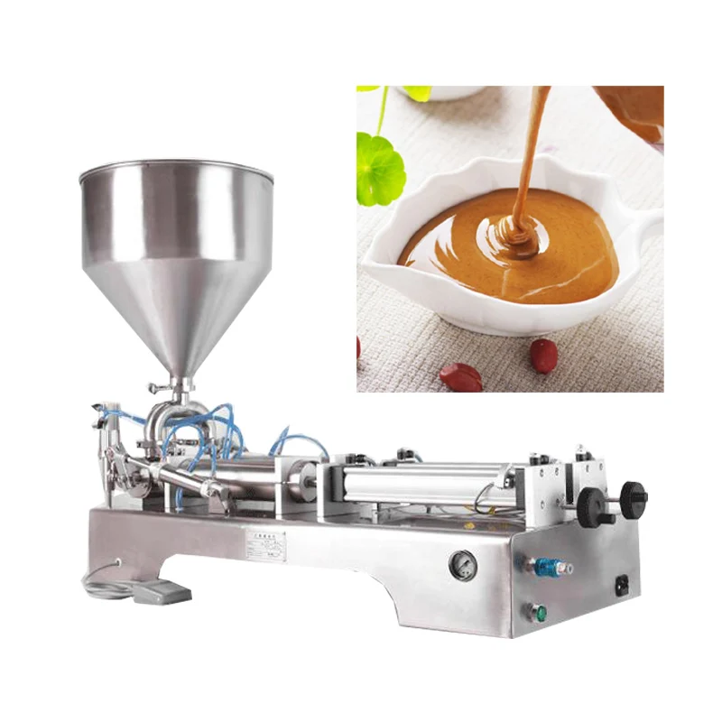 

Food Filling Machine Double Nozzle Paste Large Hopper Rotary Valve Range 100-1000ml Quantitative Filling And Package Equipment