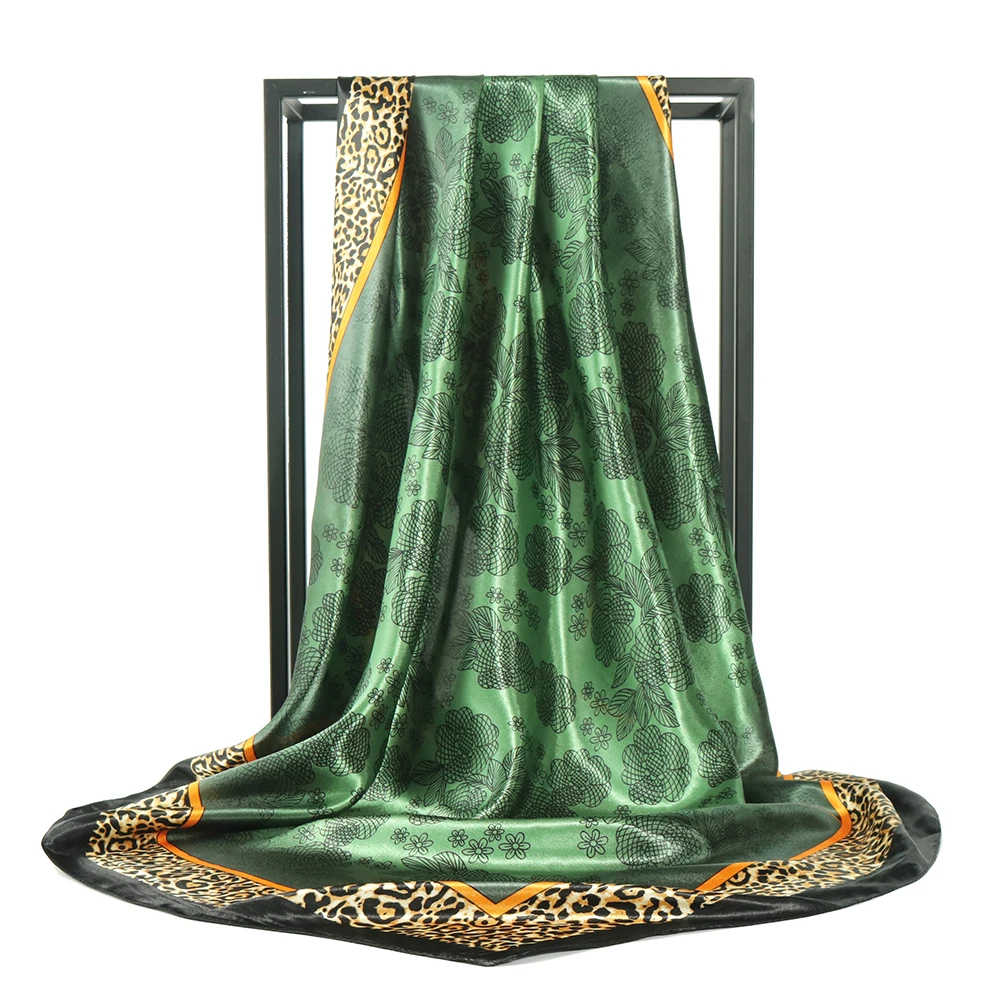 Зеленый шелковый шарф 90*90 см, модный дизайнерский женский платок, Мягкая атласная шаль, платок с квадратным вырезом, бандана 
Зеленый шелковый шарф 90*90 см, модный дизайнерский женский платок, Мягкая атласная шаль, платок с квадратным вырезом, бандана