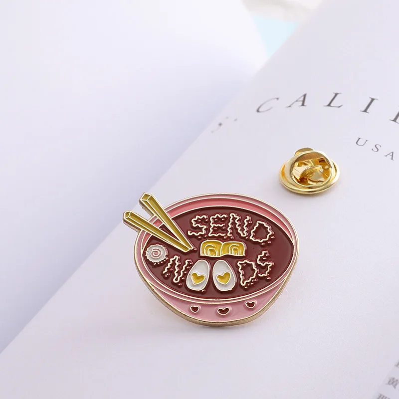 Cartoon Noodle Bowl Brooch Alloy Pin Shirt Badges Enamel Pins Broches for Men Women Badge Pines Brooches Jewelry Accessories | Украшения и