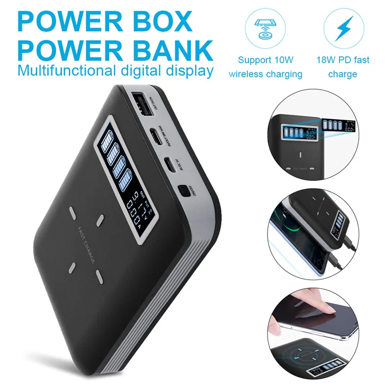Чехол для внешнего аккумулятора Quick Charge 4*18650, 10 Вт, Беспроводная зарядка, USB-зарядное устройство, QC 3,0, PD, чехол "сделай сам", держатель для аккум...
Чехол для внешнего аккумулятора Quick Charge 4*18650, 10 Вт, Беспроводная зарядка, USB-зарядное устройство, QC 3,0, PD, чехол "сделай сам", держатель для аккум...