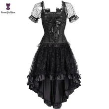 Corset Dress Suit Steampunk Bustier Dresses Retro Vintage Costume Burlesque Summer Clubwear Gorset Top Skirt Set Fashion Elegant