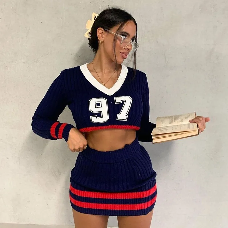 Women's Knitted Suit Skirt and Top Set Casual Wear Digital Printing V-neck kawaii Skirt Preppy Style Bodycon Two Piece Dress
Women's Knitted Suit Skirt and Top Set Casual Wear Digital Printing V-neck kawaii Skirt Preppy Style Bodycon Two Piece Dress