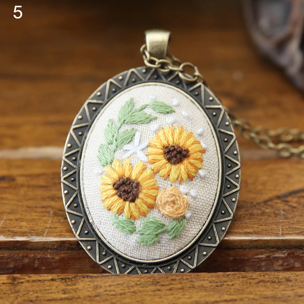 Набор для вышивки крестиком сделай сам ожерелье с цепочкой и цветком ювелирное