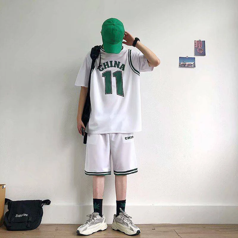 Summer Sports Suit Men's Trend Hip-hop Fake Two-piece Basketball Class Clothes Loose Short-sleeved T-shirt Five-point Shorts
Summer Sports Suit Men's Trend Hip-hop Fake Two-piece Basketball Class Clothes Loose Short-sleeved T-shirt Five-point Shorts