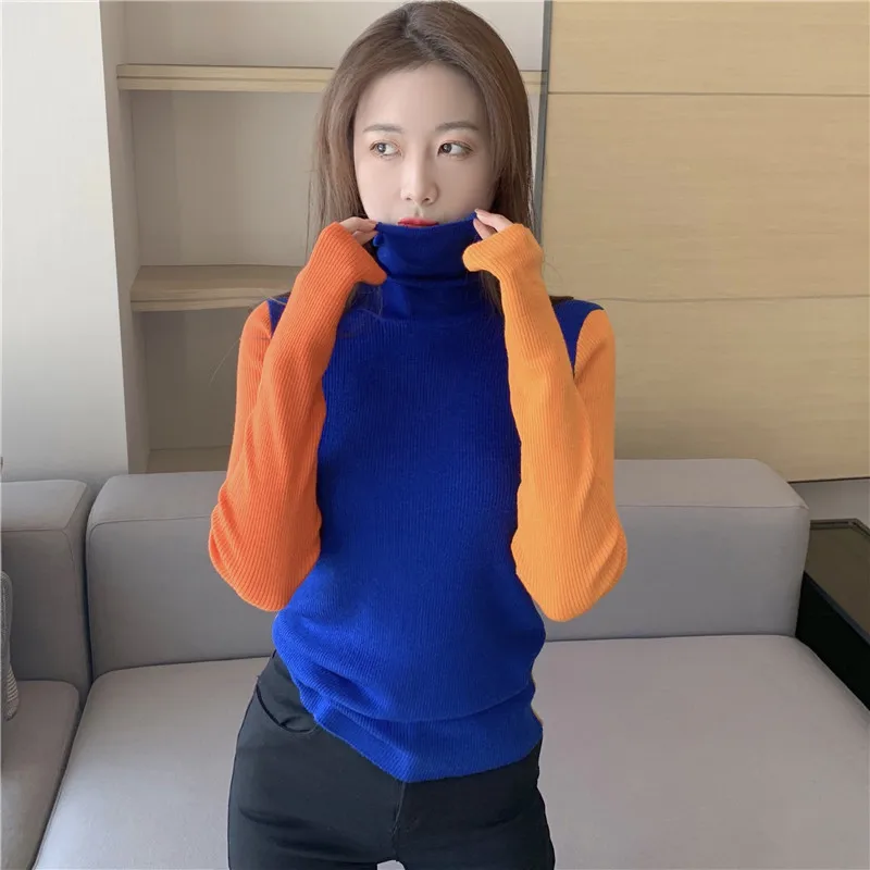 HKCP Fashion Sweaters Women Bottoming Office Lady Patchwork Turtleneck Casual Long Sleeve Knitted Pullovers Winter 2020 New
HKCP Fashion Sweaters Women Bottoming Office Lady Patchwork Turtleneck Casual Long Sleeve Knitted Pullovers Winter 2020 New