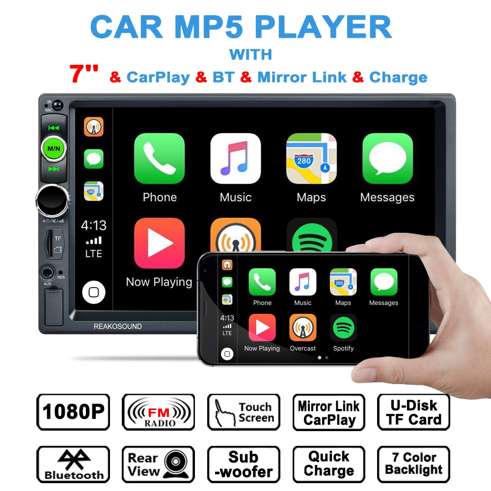Автомагнитола Carplay, мультимедийный плеер с 7 "сенсорным экраном, MP5, FM, Bluetooth, для Nissan, Hyundai, Toyota, типоразмер 2 Din
Автомагнитола Carplay, мультимедийный плеер с 7 "сенсорным экраном, MP5, FM, Bluetooth, для Nissan, Hyundai, Toyota, типоразмер 2 Din
