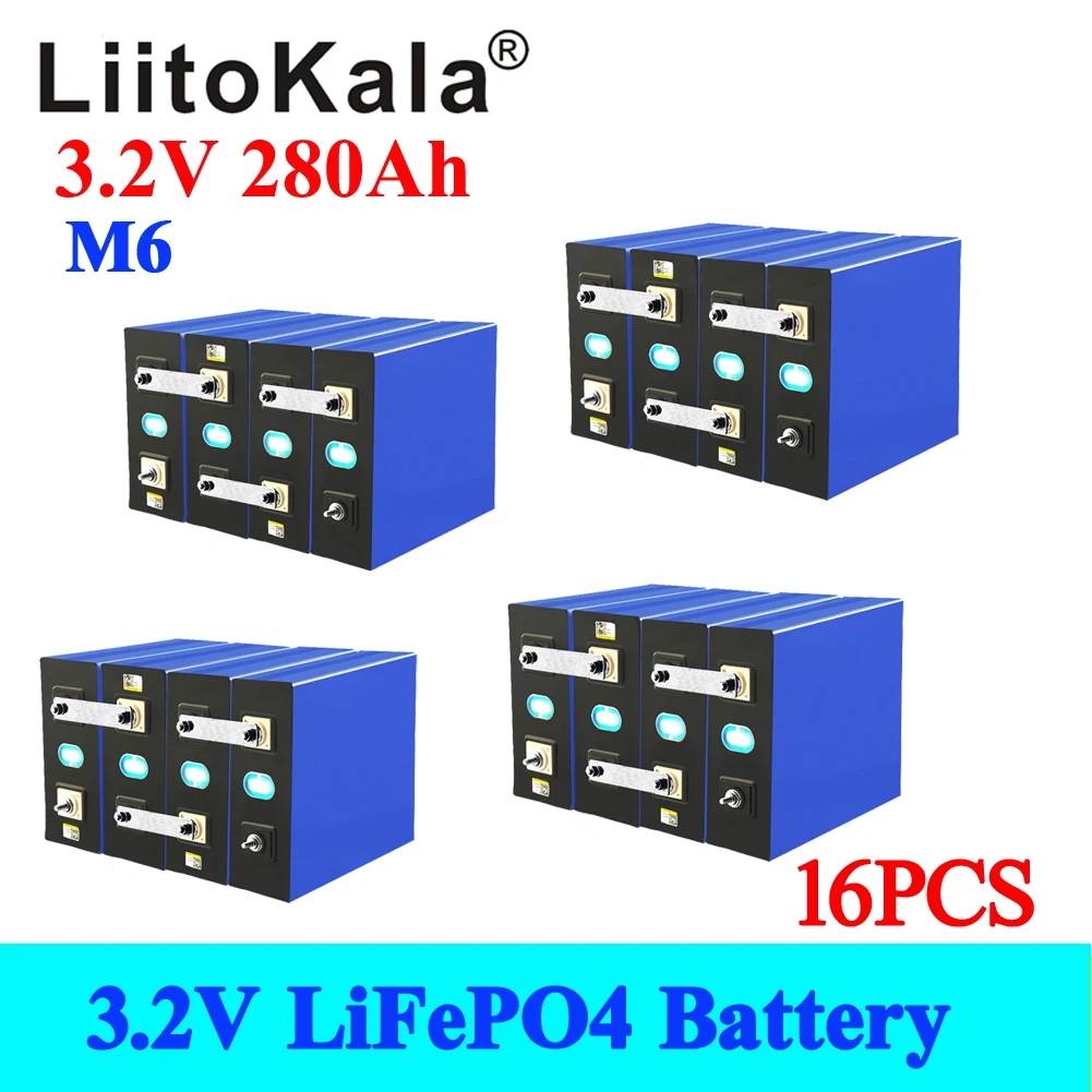 16pcs LiitoKala 3.2V 280Ah lifepo4 battery 12V 48V 280AH Rechargeable battery pack for Electric car RV Solar Energy storage
16pcs LiitoKala 3.2V 280Ah lifepo4 battery 12V 48V 280AH Rechargeable battery pack for Electric car RV Solar Energy storage