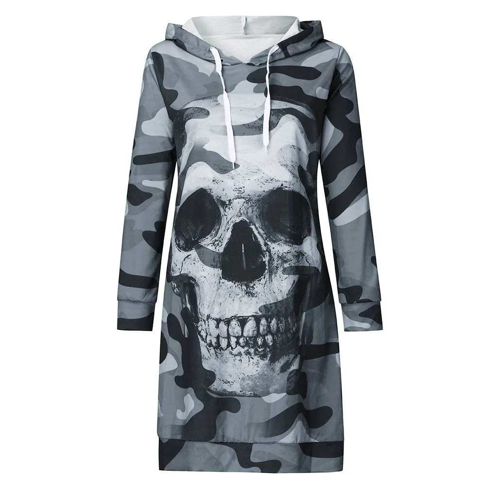 Summer Dress Fashion Women Long Sleeve Casual Dresses Lady Hooded Camouflage Skull Print Mini Dress roupas femininas femme robe
Summer Dress Fashion Women Long Sleeve Casual Dresses Lady Hooded Camouflage Skull Print Mini Dress roupas femininas femme robe
