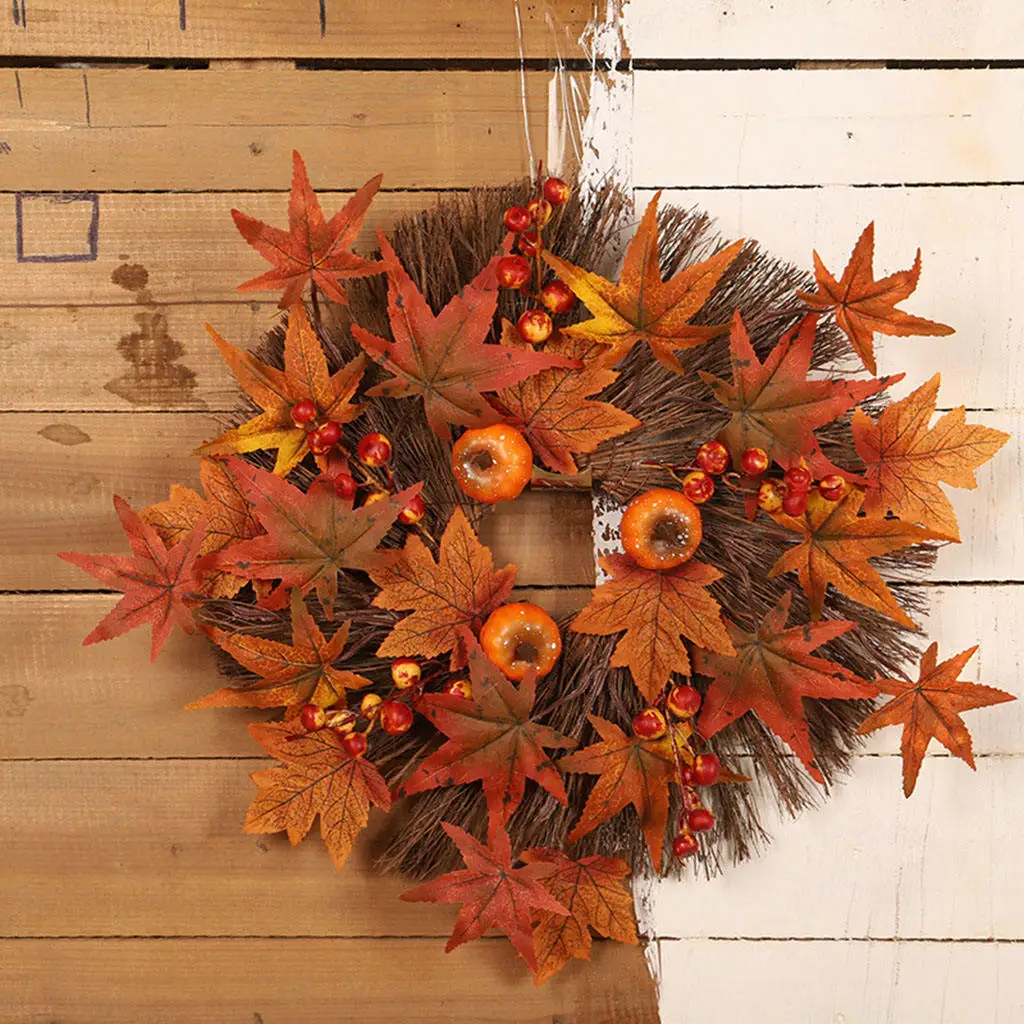 45cm Autumn Wreath Fall Holiday Decor Thanksgiving Garland Window Restaurant Home Pumpkin Maple Leaf Decoration Wreath
45cm Autumn Wreath Fall Holiday Decor Thanksgiving Garland Window Restaurant Home Pumpkin Maple Leaf Decoration Wreath