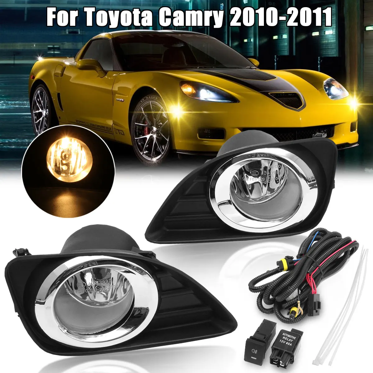 2Pcs Car Right Left Fog Light Front Driving Lamp H11 Bulbs with Switch Kit Grille Cover Bezel For Toyota Camry 2010 2011
2Pcs Car Right Left Fog Light Front Driving Lamp H11 Bulbs with Switch Kit Grille Cover Bezel For Toyota Camry 2010 2011