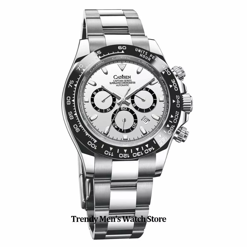 

CADISEN 2020 New Men Automatic Machinery Watche stainless steel Luxury Chronograph Sport Waterproof Wristwatch relogio masculino