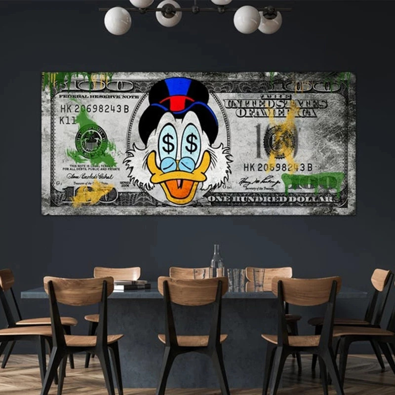 Graffiti Art Disney Donald Duck Catoon $100 Money Dollar Canvas Painting Poster Prints Street Wall Art Picture Living Room Decor
Graffiti Art Disney Donald Duck Catoon $100 Money Dollar Canvas Painting Poster Prints Street Wall Art Picture Living Room Decor