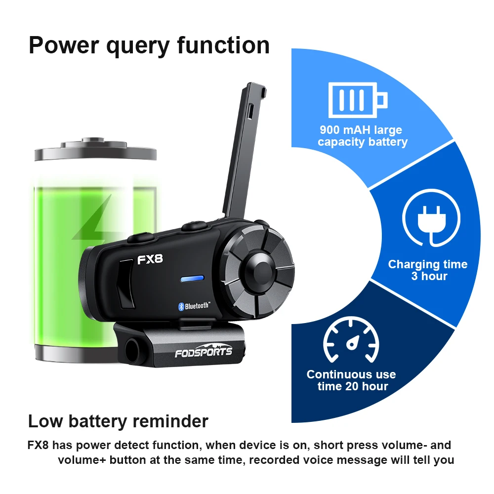 Fodsports FX8 Motorcycle Helmet Headset Intercom moto Wireless Bluetooth Interphone Waterproof Intercomunicador Moto FM
Fodsports FX8 Motorcycle Helmet Headset Intercom moto Wireless Bluetooth Interphone Waterproof Intercomunicador Moto FM