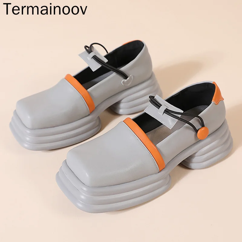 Termainoov Women Pumps New Mary Jane Platform Shoes Square Toe Button Elastic Band Vintage Women Loafers Low Heel Pumps
Termainoov Women Pumps New Mary Jane Platform Shoes Square Toe Button Elastic Band Vintage Women Loafers Low Heel Pumps