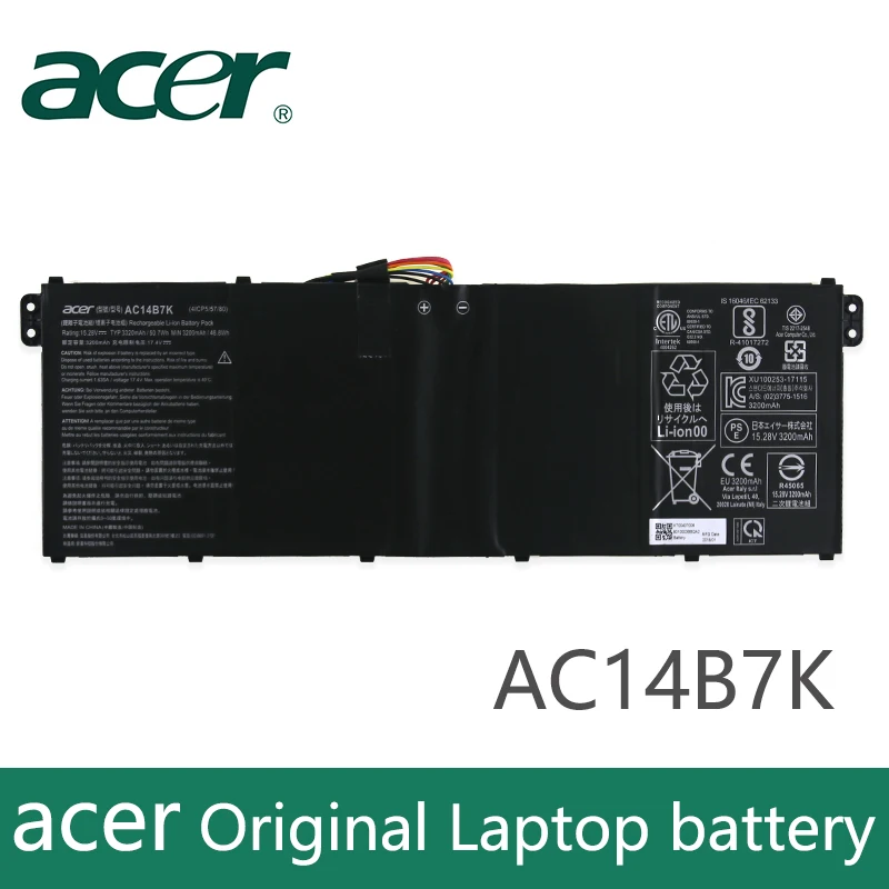 Оригинальный аккумулятор для ноутбука Acer AC14B7K 4ICP5/57/80 15 28 в 3320 мАч/50 7 Вт/ч