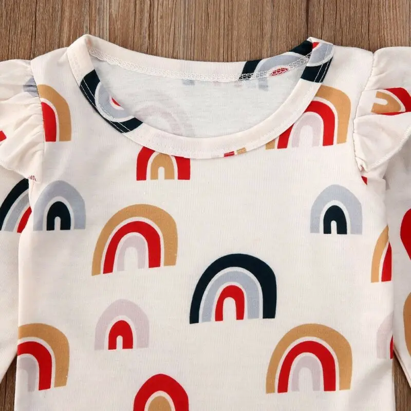 Newborn Kid Baby Girl Rainbow Printed Long Sleeve T Shirt Clothes Romper Ruffle Pants Leggings Outfit Set
Newborn Kid Baby Girl Rainbow Printed Long Sleeve T Shirt Clothes Romper Ruffle Pants Leggings Outfit Set