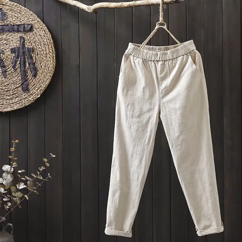 New Spring Women Harem Pants Plus Size Elastic Waist All-match Casual Ankle-length Pants Cotton Female Solid Khaki Pants D149
New Spring Women Harem Pants Plus Size Elastic Waist All-match Casual Ankle-length Pants Cotton Female Solid Khaki Pants D149