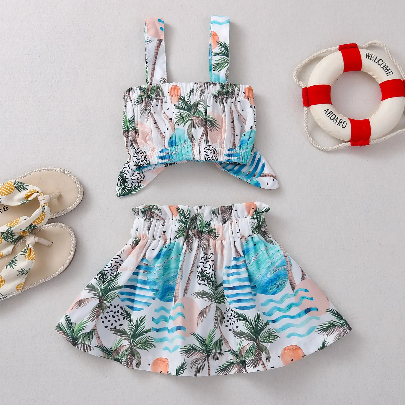 2021 New Summer 6M-4Y Baby Girl Palm Tree Print 2Pcs Set Sleeveless Bow Crop Top+Buttons Skirt Children Kid Clothes Outfit
2021 New Summer 6M-4Y Baby Girl Palm Tree Print 2Pcs Set Sleeveless Bow Crop Top+Buttons Skirt Children Kid Clothes Outfit