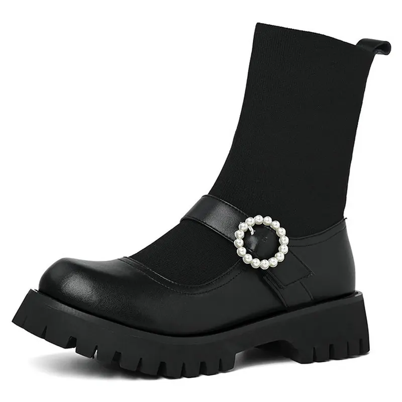 Women Ankle Boots 2021 Concise Genuine Leather knitting Autumn Winter Round Toe Thick high Heels platform Casual Shoes Woman
Women Ankle Boots 2021 Concise Genuine Leather knitting Autumn Winter Round Toe Thick high Heels platform Casual Shoes Woman