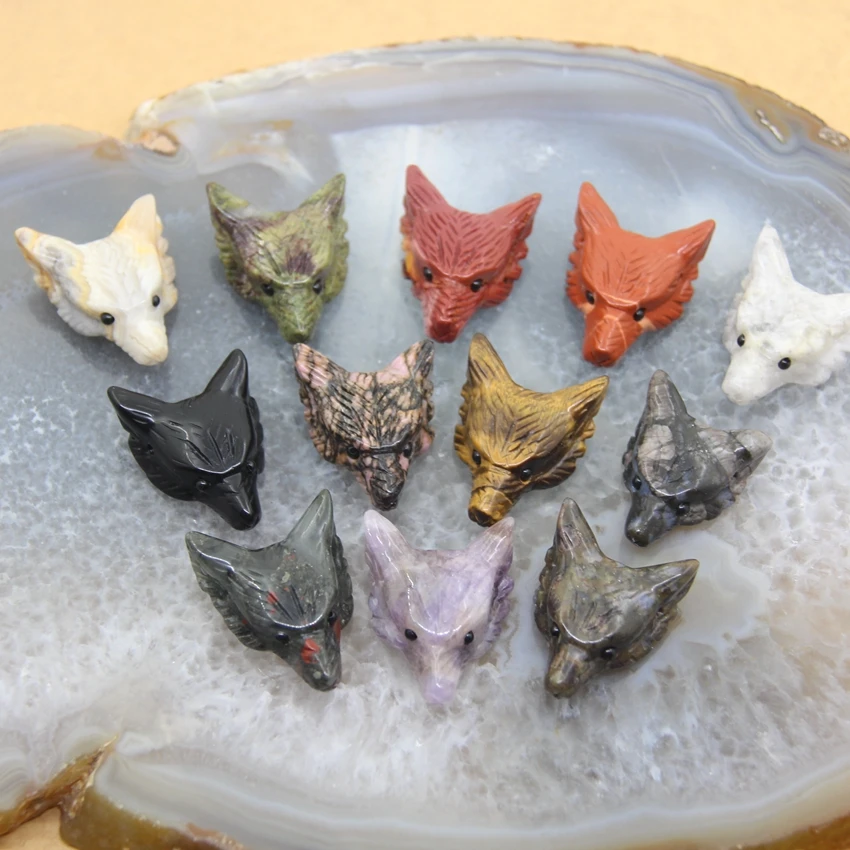 Hand Carved Wolf Head Pendant Charms,Healing Crystal Quartz Reiki Wolf Skull Used For Necklace Bracelet DIY Jewelry Accessories
Hand Carved Wolf Head Pendant Charms,Healing Crystal Quartz Reiki Wolf Skull Used For Necklace Bracelet DIY Jewelry Accessories