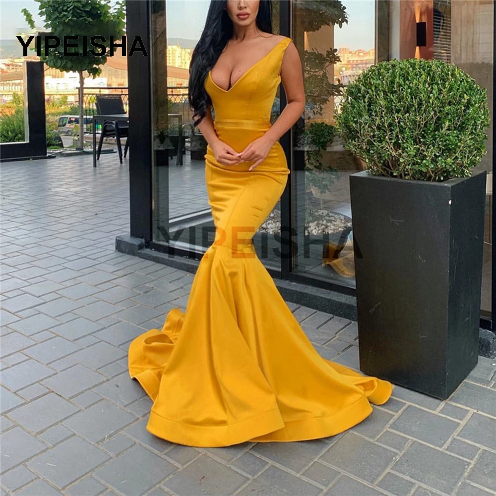 Sexy V Neck Mermaid Evening Dress Backless Sleeveless Floor Length Spaghetti Strap Sweep Train Prom Party Gown robes de soirée
Sexy V Neck Mermaid Evening Dress Backless Sleeveless Floor Length Spaghetti Strap Sweep Train Prom Party Gown robes de soirée