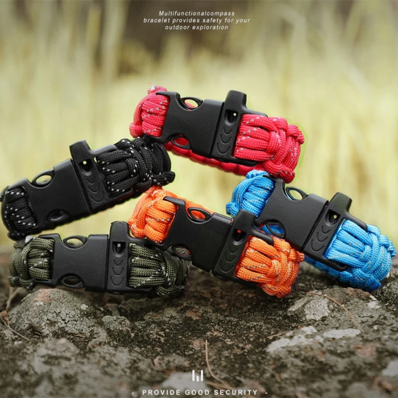 

Nine Core Reflective Plaited Paracord Escape Camping Glowing Emergency Rope EDC Survival Bracelet Whistle Tools Bracelet Corde