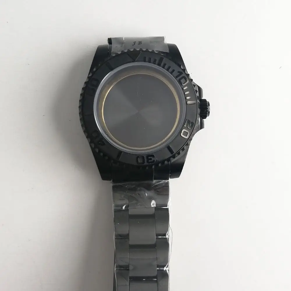 

40mm parnis Black PVD Watch Case sapphire glass hardened brushed fit fit 2824 2836 Miyota 82 movement High quality watchcase