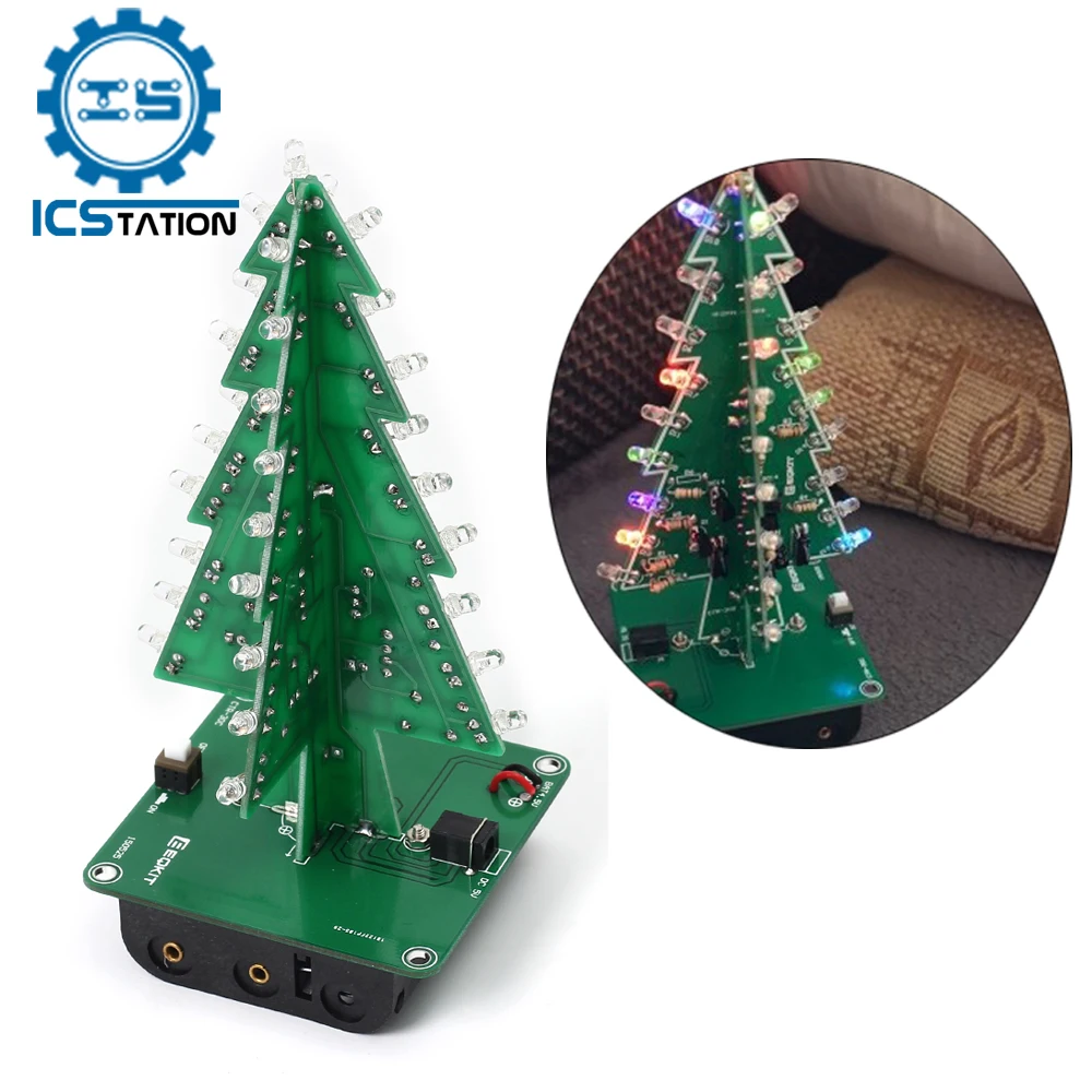 DC4.5-5V LED Flashing Christmas Tree DIY Kit RGB 3D Christmas Tree Circuit Board Electronic Components Welding Practice
DC4.5-5V LED Flashing Christmas Tree DIY Kit RGB 3D Christmas Tree Circuit Board Electronic Components Welding Practice