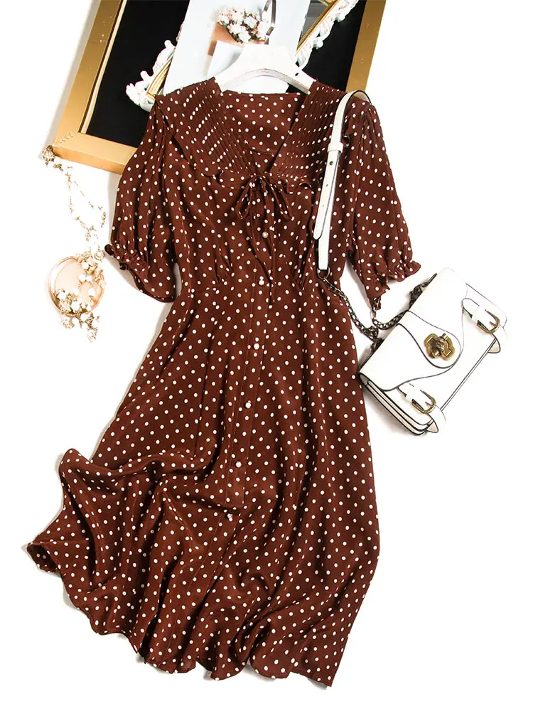 College Style Mulberry Silk Silk Lace Up Wave Dot Small V-neck Dress Women's Fashion New Shirt Dress
College Style Mulberry Silk Silk Lace Up Wave Dot Small V-neck Dress Women's Fashion New Shirt Dress