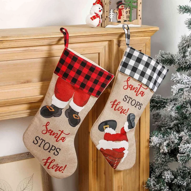 Christmas Stockings, 2 Pcs Xmas Stockings Decorations, Santa Stops Here for Xmas Holiday Party Home Decoration Gifts
Christmas Stockings, 2 Pcs Xmas Stockings Decorations, Santa Stops Here for Xmas Holiday Party Home Decoration Gifts