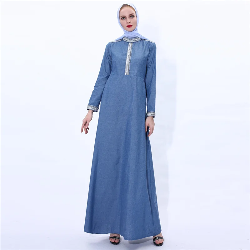 Dubai Robe Women's Blue Denim Arab Muslim Fashion Embroidered Maxi Islamic Kaftan Dress Dubai Robe
Dubai Robe Women's Blue Denim Arab Muslim Fashion Embroidered Maxi Islamic Kaftan Dress Dubai Robe