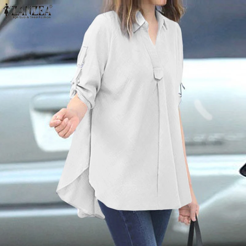 ZANZEA Summer Casual Lapel Neck Solid Tops Elegant Women OL Work Shirt Femininas Short Sleeve Blouse Blusas Oversized Chemise
ZANZEA Summer Casual Lapel Neck Solid Tops Elegant Women OL Work Shirt Femininas Short Sleeve Blouse Blusas Oversized Chemise