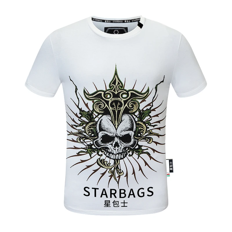 Мужская приталенная футболка с короткими рукавами Starbags, оригинальная модная коллекция PP Skull, с бриллиантами, лето 2020
Мужская приталенная футболка с короткими рукавами Starbags, оригинальная модная коллекция PP Skull, с бриллиантами, лето 2020