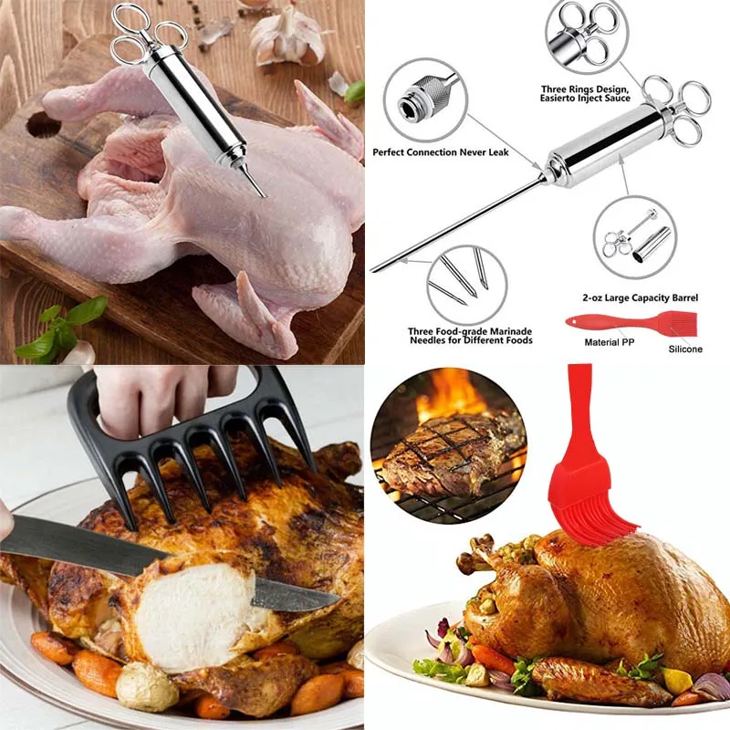 2-oz Stainless Steel Cooking Syringe Injection With 2-5 Needles Grill Marinade Seasoning Injector Turkey Meat Injectors Bbq Tool
2-oz Stainless Steel Cooking Syringe Injection With 2-5 Needles Grill Marinade Seasoning Injector Turkey Meat Injectors Bbq Tool